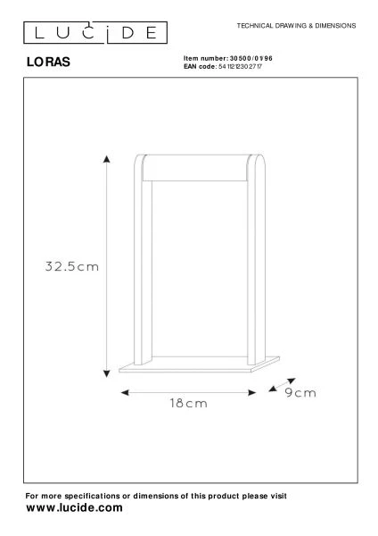 Lucide LORAS - Lampe de table - 1xG9 - Café - TECHNISCH